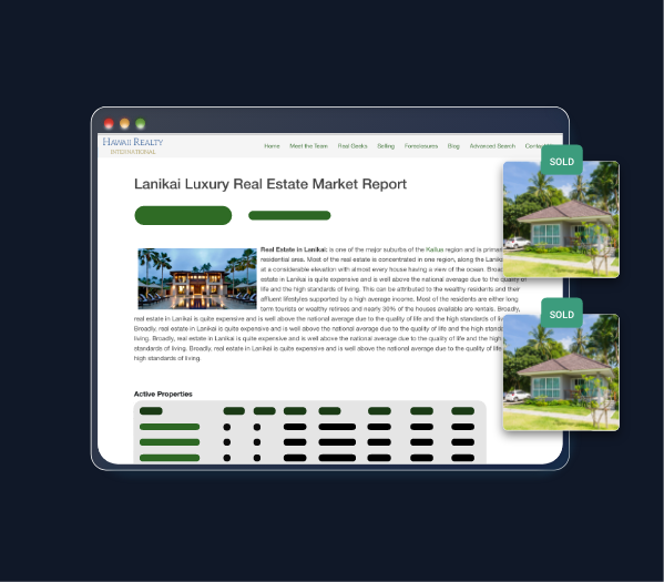 Market report landing pages