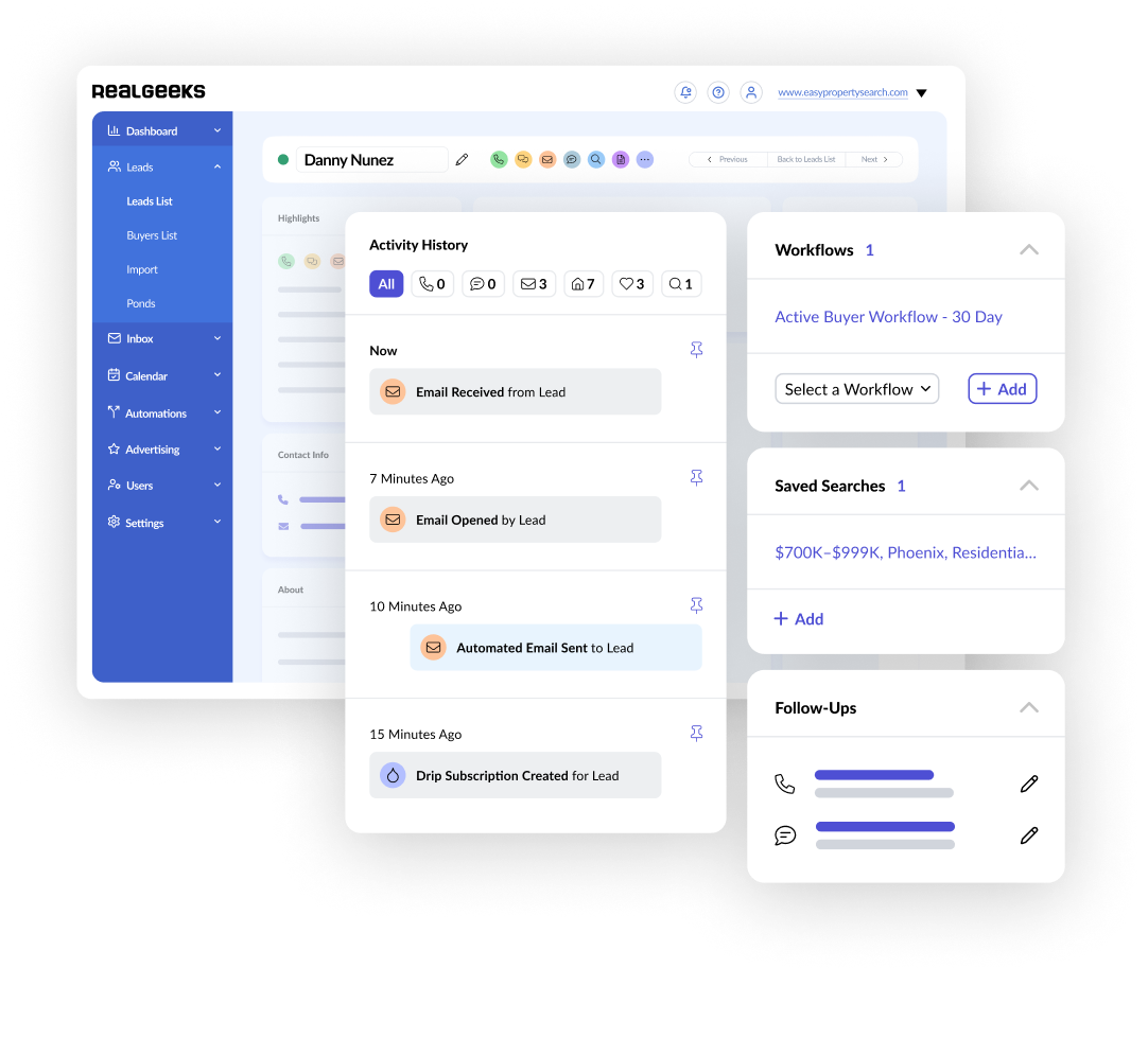 Real Geeks Workflow Drip Activity Minimal Mockup V2