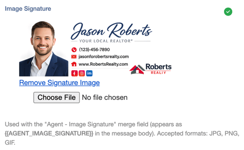 Example Image Signature in Real Geeks CRM