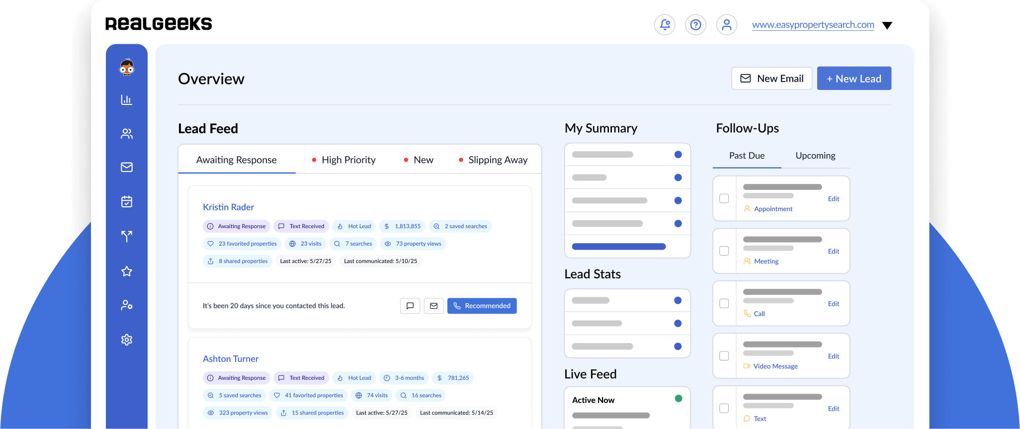 Real Geeks Teaser Simple Lead Feed Mockup V1