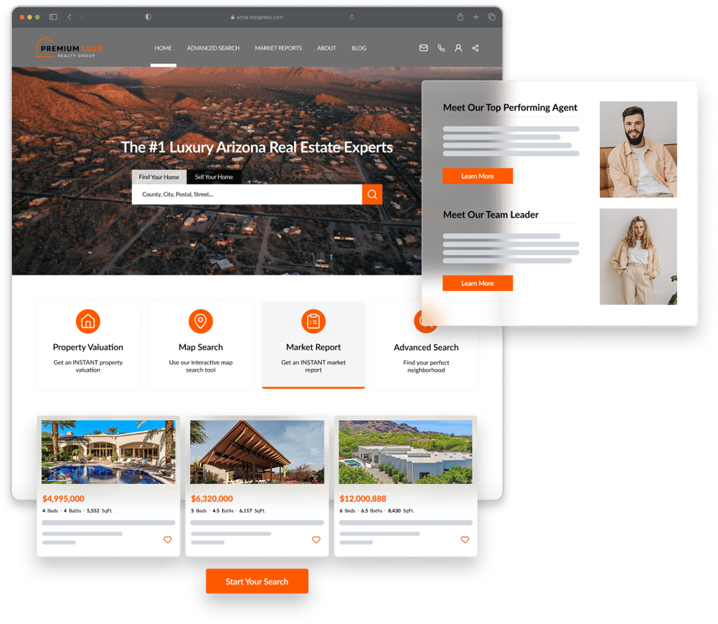 Real Geeks Anna Template Layered Mockup Example Website