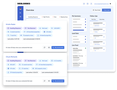 Real Geeks CRM Lead Feed Powered by Real Intelligence