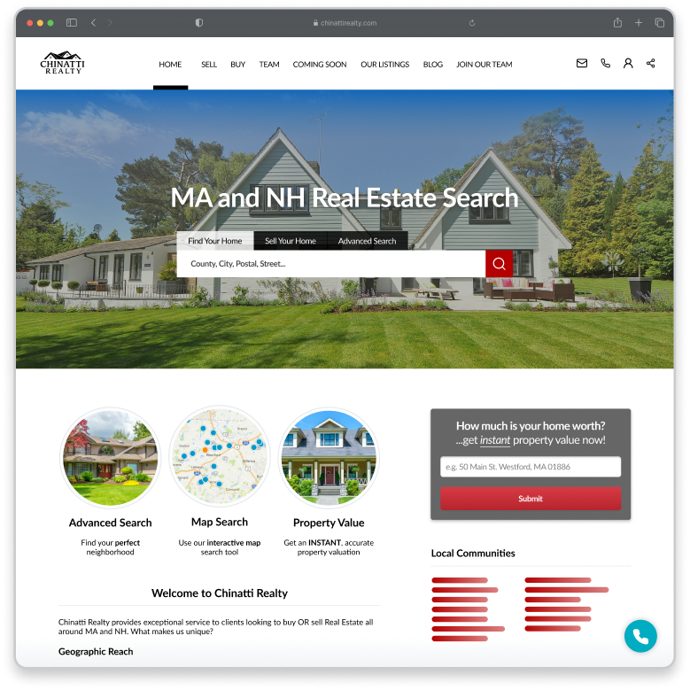 Real Geeks Client Site chinattirealty.com Mockup