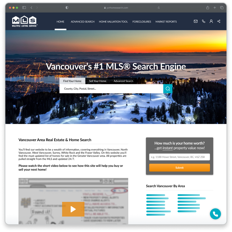 Real Geeks Client Site yvrhomesearch.com Mockup