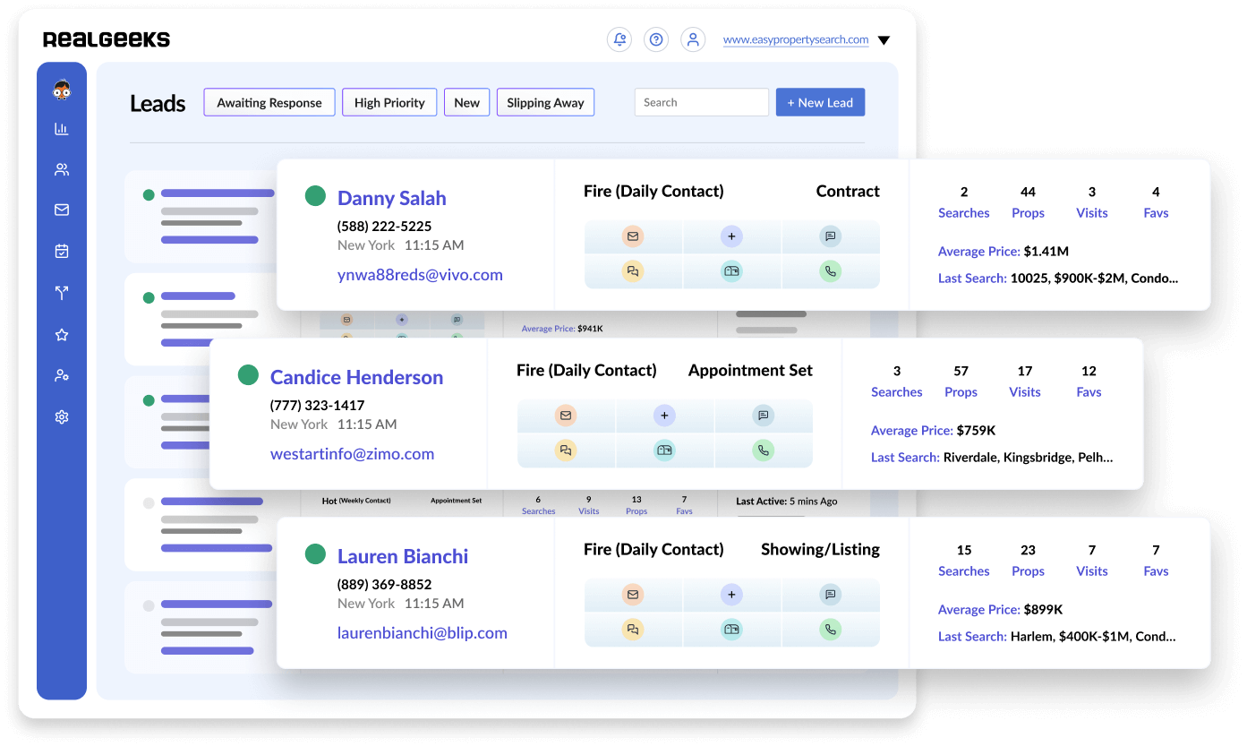 Real Geeks Minimal Leads List Hero Mockup