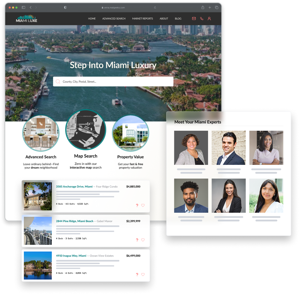 Real Geeks Miranda Template Layered Mockup Example Website