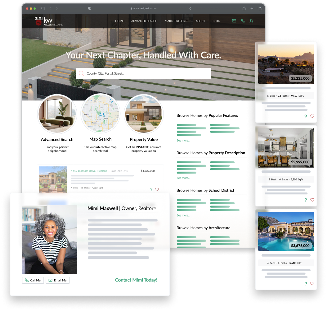 Real Geeks Miranda Thin Template Layered Mockup Example Website
