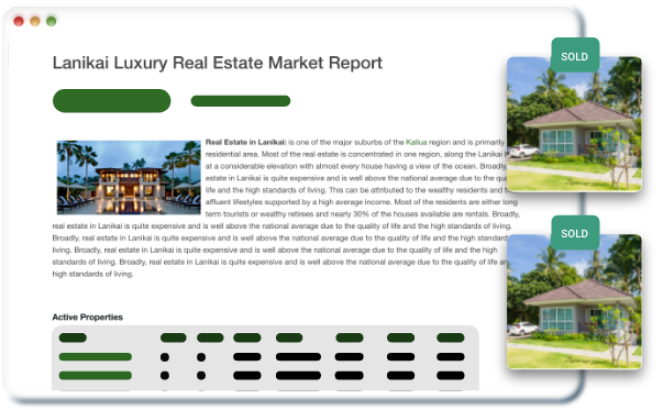 Market report landing page